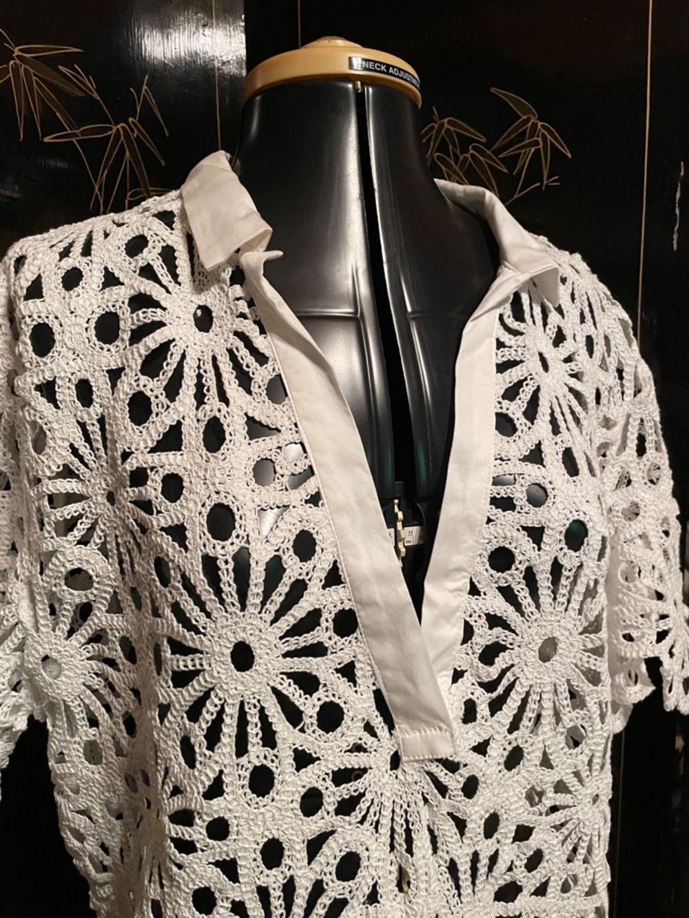 Women's White Crochet Coverup - Lightweight V-Neck